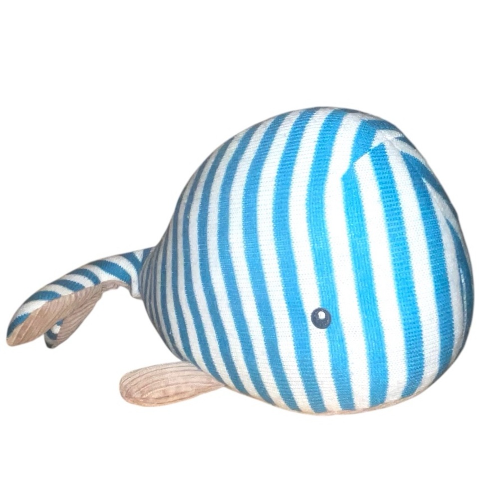 Just Born Sparkle Knit Plush Toy Whale Striped Blue Fish stuffed animal fish sea
